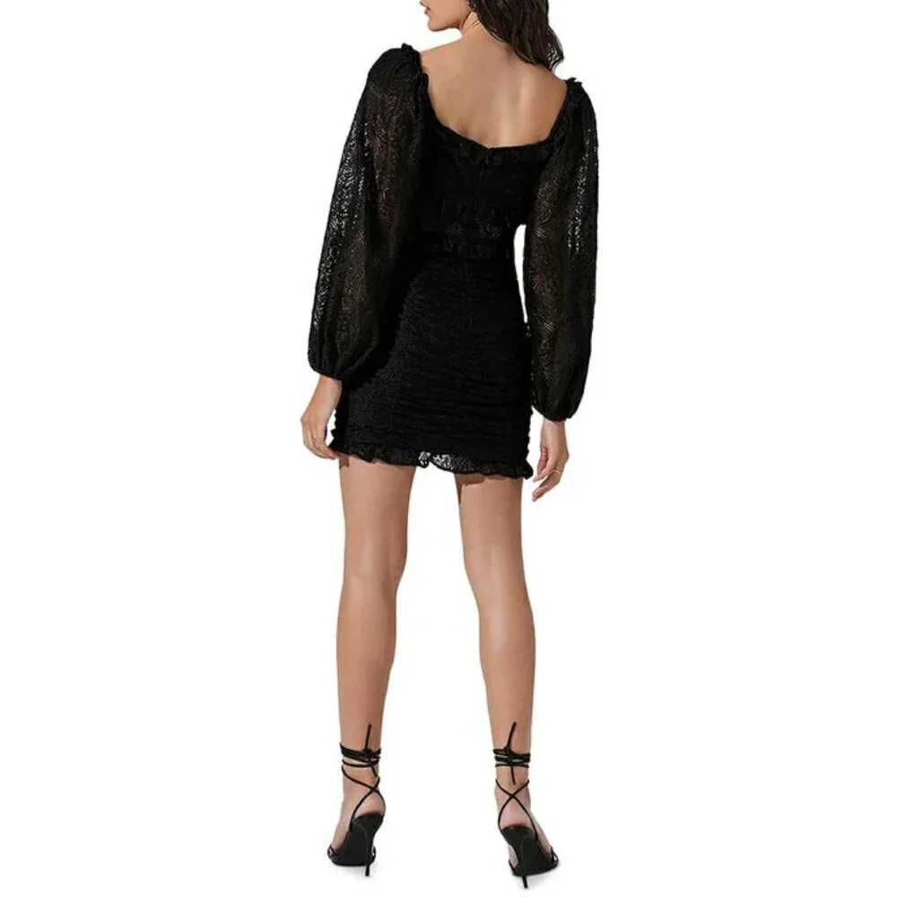NWT ASTR the Label Womens Lace Mini Cocktail and Party Dress Black Size S - Picture 2 of 7